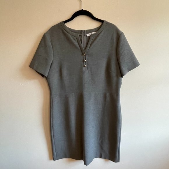 Gerard Darel Short Sleeve V-Neck Mini Dress Gray Size 44 / US 12 - Picture 6 of 8